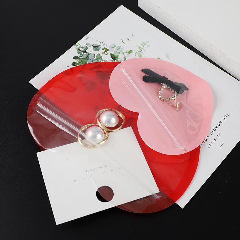 

Heart-Shaped Translucent Self-Sealing Jewelry & Candy Gift Bag for Valentine s Day Red 8.5x10 cm