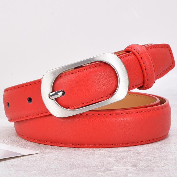 Belt Women S Leather Simple Thin Belt Casual Style Decorative Summer Belt красный