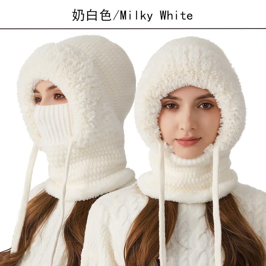 Women s Outdoor Cycling Velvet Warm Knitted Wool One-Piece Pullover Hat Thickened Face Covering Knitted Acrylic Balaclava Hat