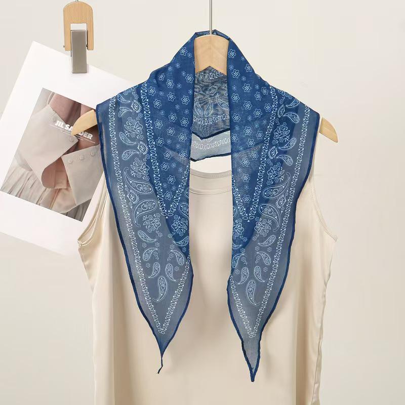 Women's Silk Square Scarf - Cashew Flower Bandana, Elegant Neck Accessory for 2025 