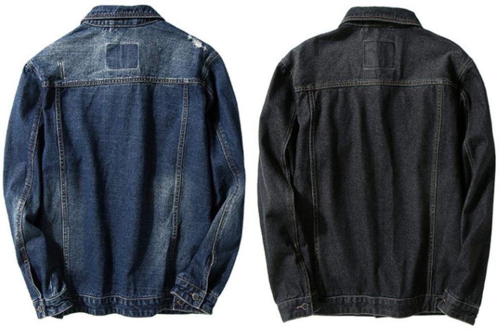 Steps Loose Fit Denim Oversized Casual Style for and RE62 Dark (Two Behind) Men's Jacket, Outerwear, Fall, Winter, Spring, (3XL, Blue)