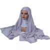 Newest 2 IN 1 High Quality Solid Color Chiffon Scarf Hijab With Niqab Set Instant Headscarf And Under Cap For Muslim Woman
