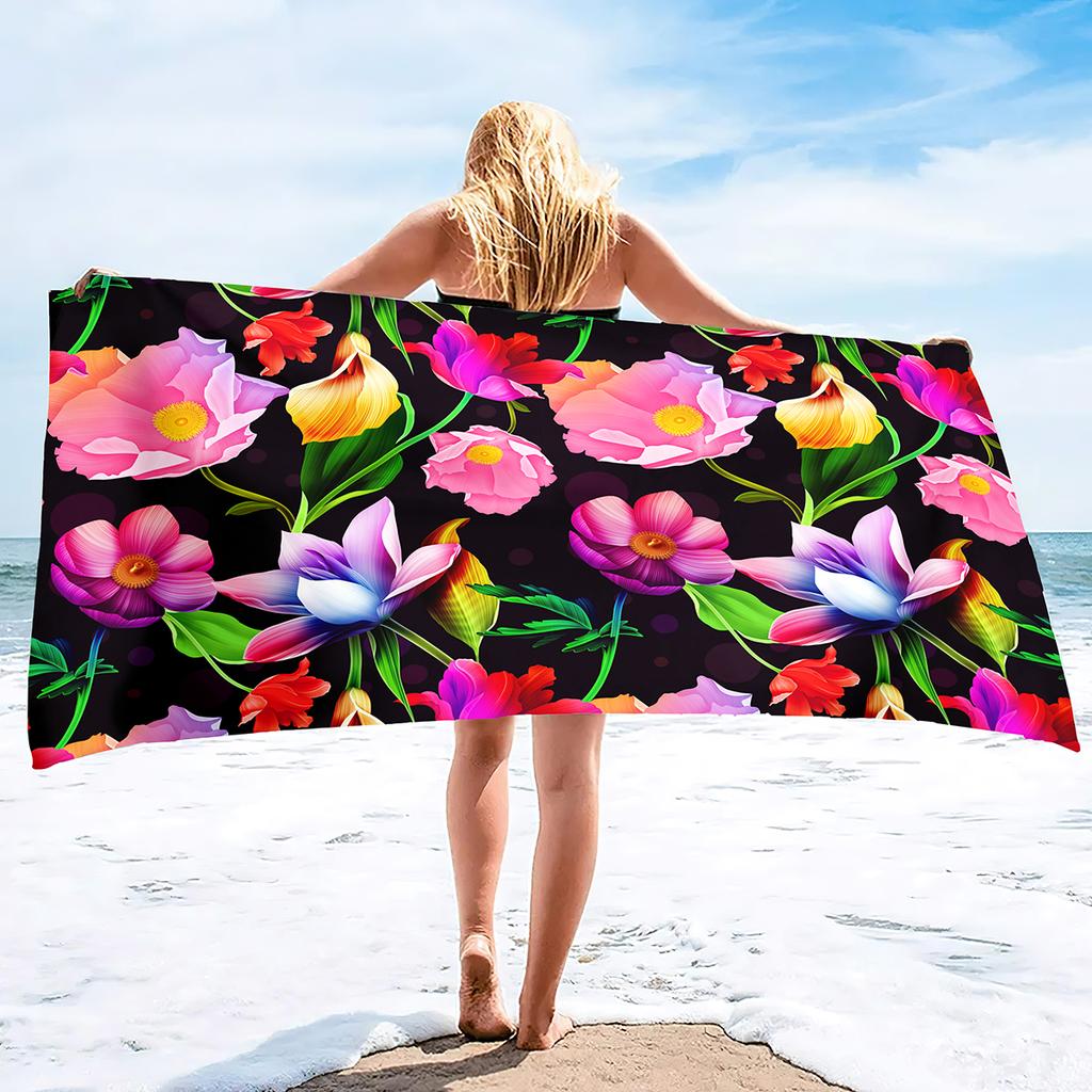 Bath Towel Boho Style Flower,Oversized Sand Proof Blanket Swimming Floral Flowers Bath Pool Towel for Travel Camping Yoga Sport