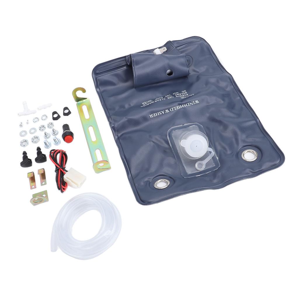 12V Universal Windshield Washer Pump Bag Kit 1L Efficient Cleaning Jet Button Switch 151286776374