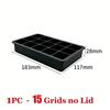 4/6/8/15 Grids Ice Cube Molds Food Grade Silicone Ice Cube Flexible Ice Molds with Lids Big Square Cubed Ice Trays for Whiskey