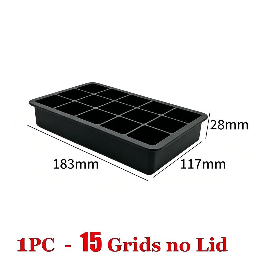 4/6/8/15 Grids Ice Cube Molds Food Grade Silicone Ice Cube Flexible Ice Molds with Lids Big Square Cubed Ice Trays for Whiskey