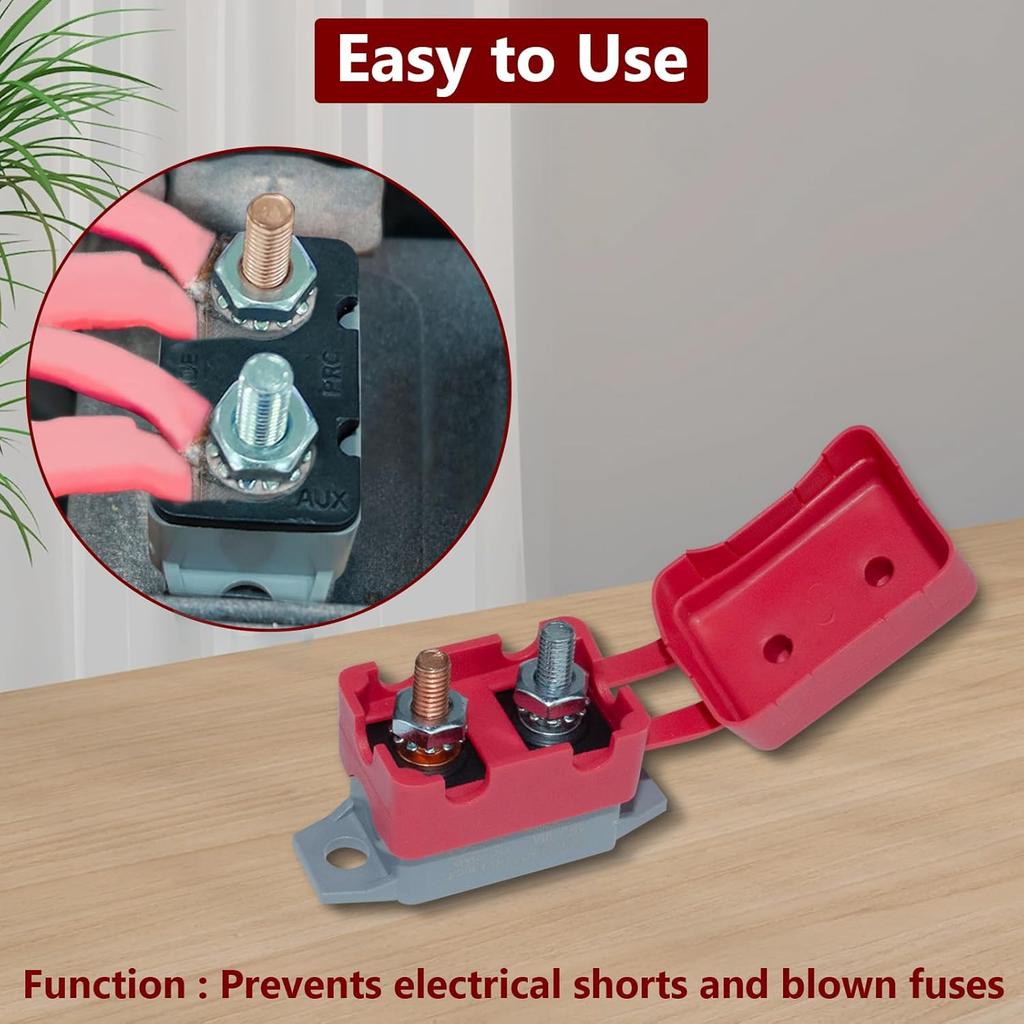 Auto Reset Circuit Breaker, Stud Type Circuit Breakers With Cover, 12V - 24V DC 30 Amp For RV Marine Boat Trolling, Car Engines And More 4PCS