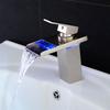 LED Copper Cold/Hot Water Tap Faucet with Single Orifice Square Flume Outlet for Bathroom Decoration