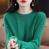 Twisted Sweater for Women Round-neck Loose Knitted Sweater Solid-color Long-sleeved Casual Pullover Autumn and Winter Top