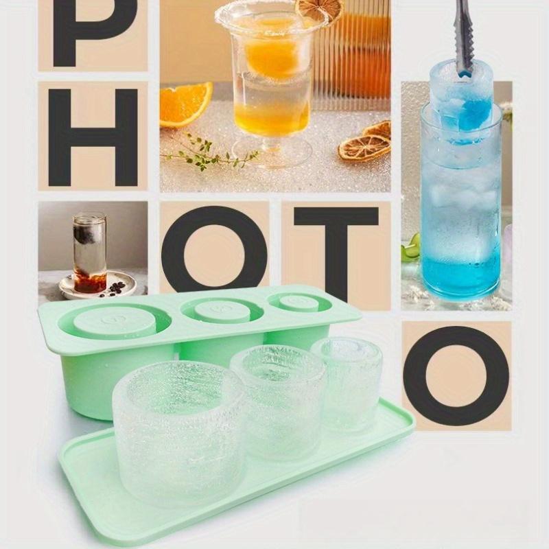 3pcs, Universal Portable Water Cup Special Ice Mold, Ice Tray, Silicone Hollow Cylindrical Ice Box with Lid and Ice Bucket
