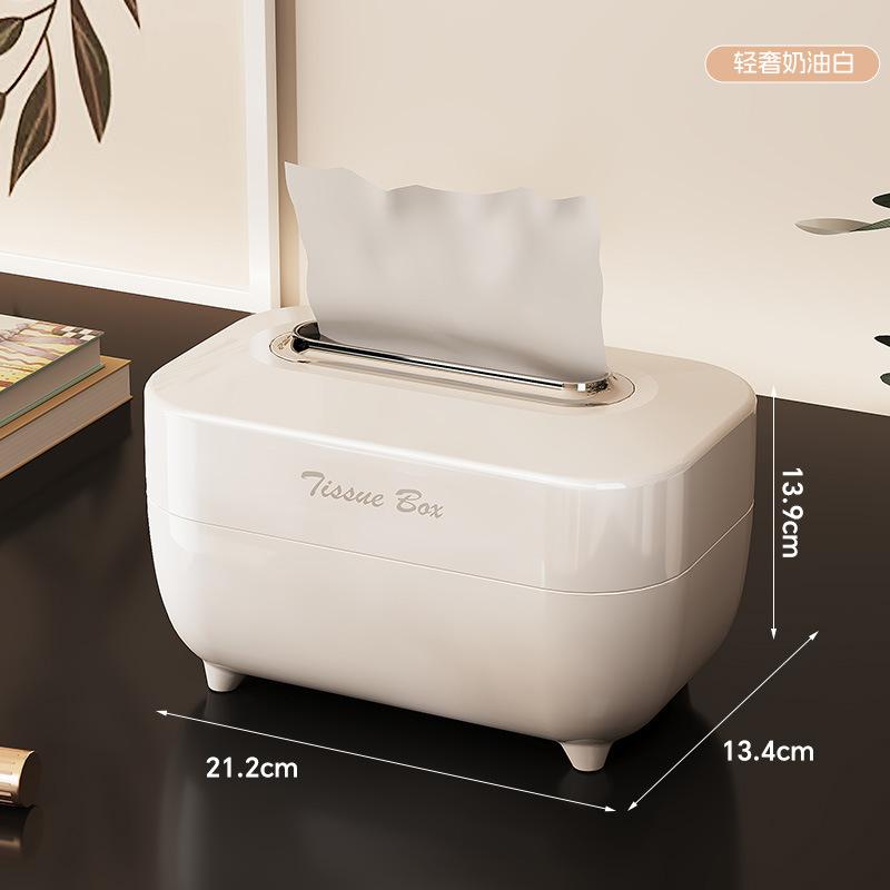 Luxury Style Spring-Activated Tissue Box Plastic Storage Case for Disposable Face Towels for Home Living Room Bathroom Office