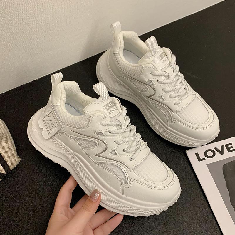 Single net dad shoes women 2025 summer season new mesh breathable Hong Kong style versatile women's shoes casual sports white shoes