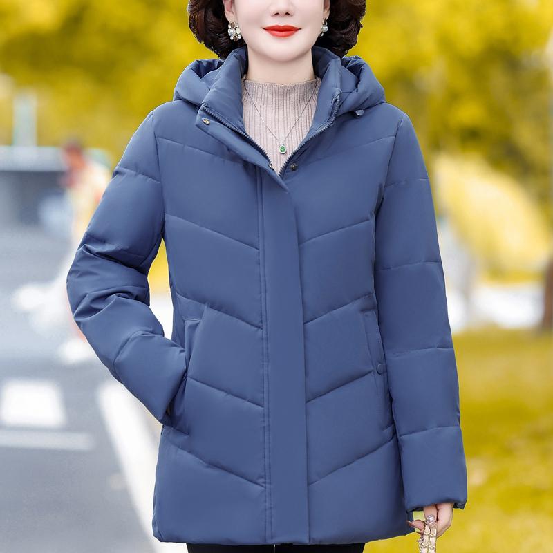 Middle Age Women's Down Coats Winter Vintage Prakas Hooded Plus Size Elegant Thick Warm Puffer Jackets Woman  Outerwears
