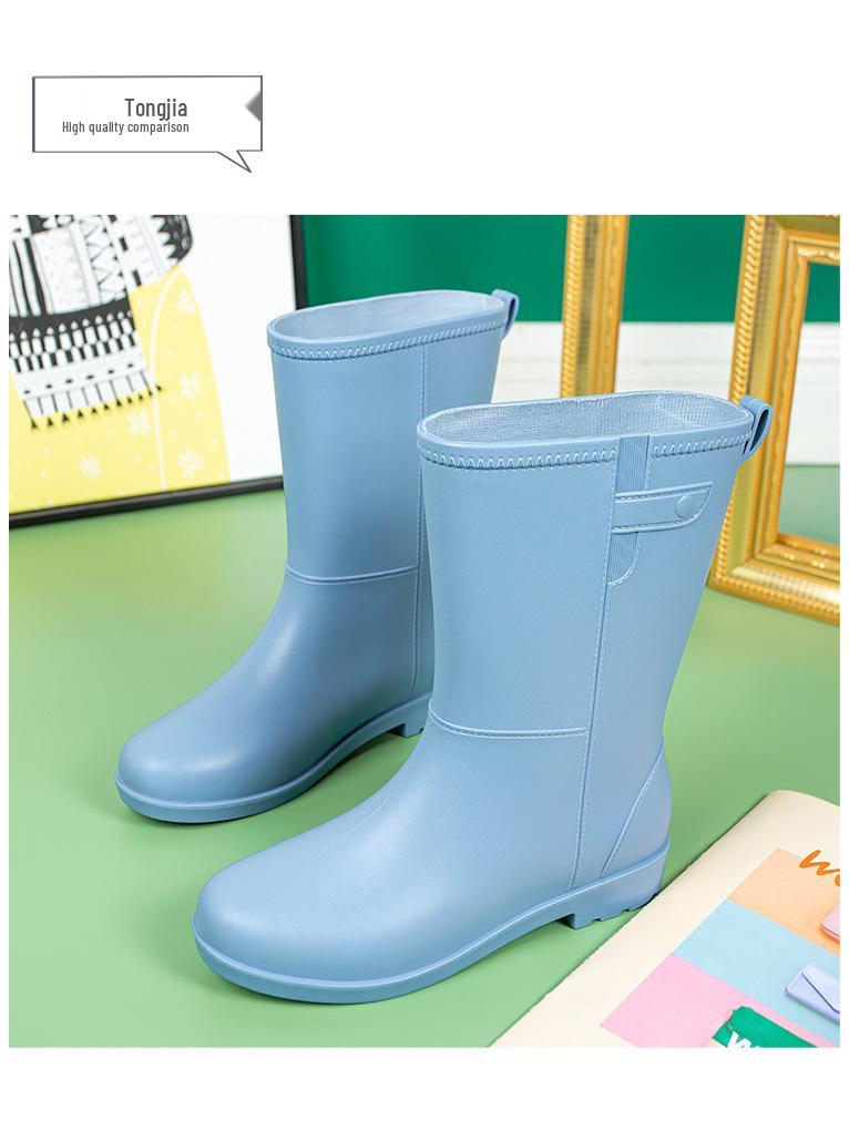 Wasserdichte Rutschfeste Damen-Regenstiefel mit dicker Sohle und Kordelzug
