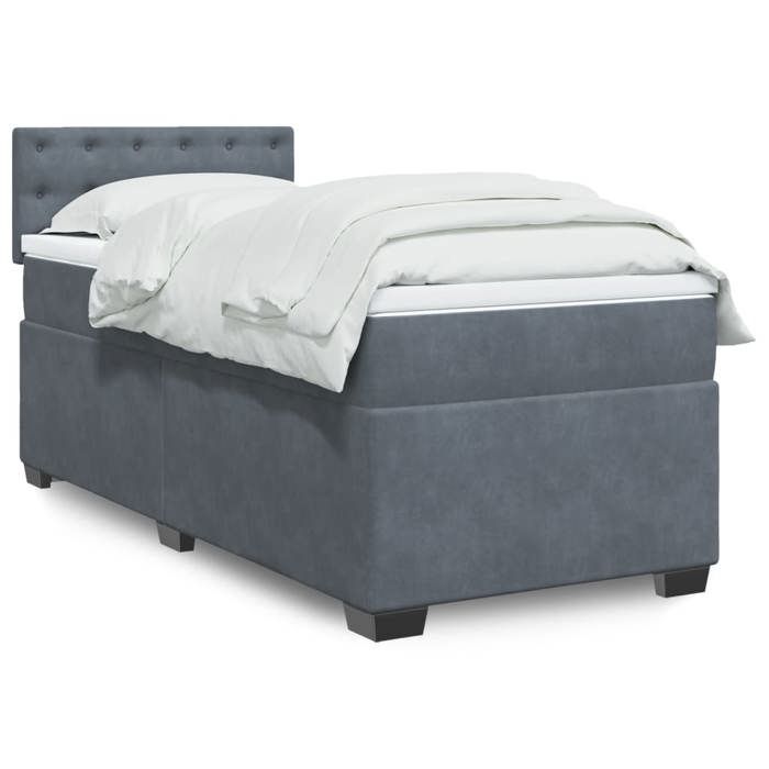 Maison Exclusive - Sommier à lattes de lit et matelas Gris foncé 90x190 cm Velours