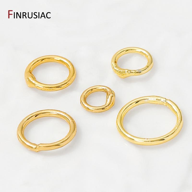 4-8mm 14/18K Gold Plated Brass Solid Closed Jump Ring,Closed Split Rings Connector For DIY Jewelry Making Accessories