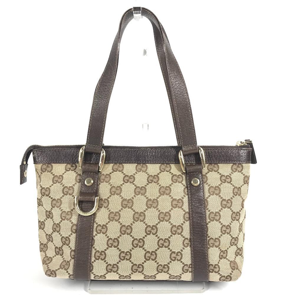 GUCCI 141471 GG Handbag Tote Bag Shoulder Bag GGCanvas/Leather Beige/Dark brown