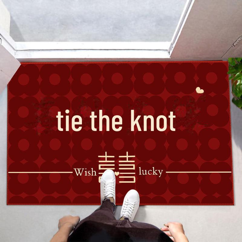 Kırmızı Düğün Kapı Paspasları - Yeni Evlilerin Dekorasyonu İçin Şık Giriş Halısı