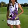 Women's Sleeveless Golf Shirt with Collar and Zipper , Halloween Print , for Casual Golf and Sport
