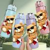 1PC Ripped Fabric Teddy Bear Print 750ml Color Plastic Sports Water Bottle Leakproof Flip Straw Lid Suitable for Sports Office Home Use