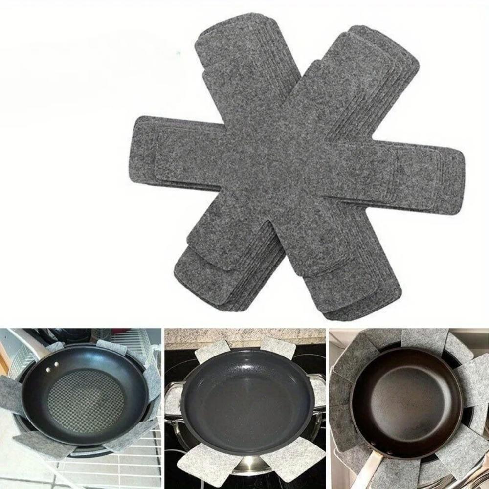 5pcs Pot Pan Felt Protectors Divider Pads Heat Resistant Prevent Scratching Separate Mat Surfaces for Cookware Kitchen Tool
