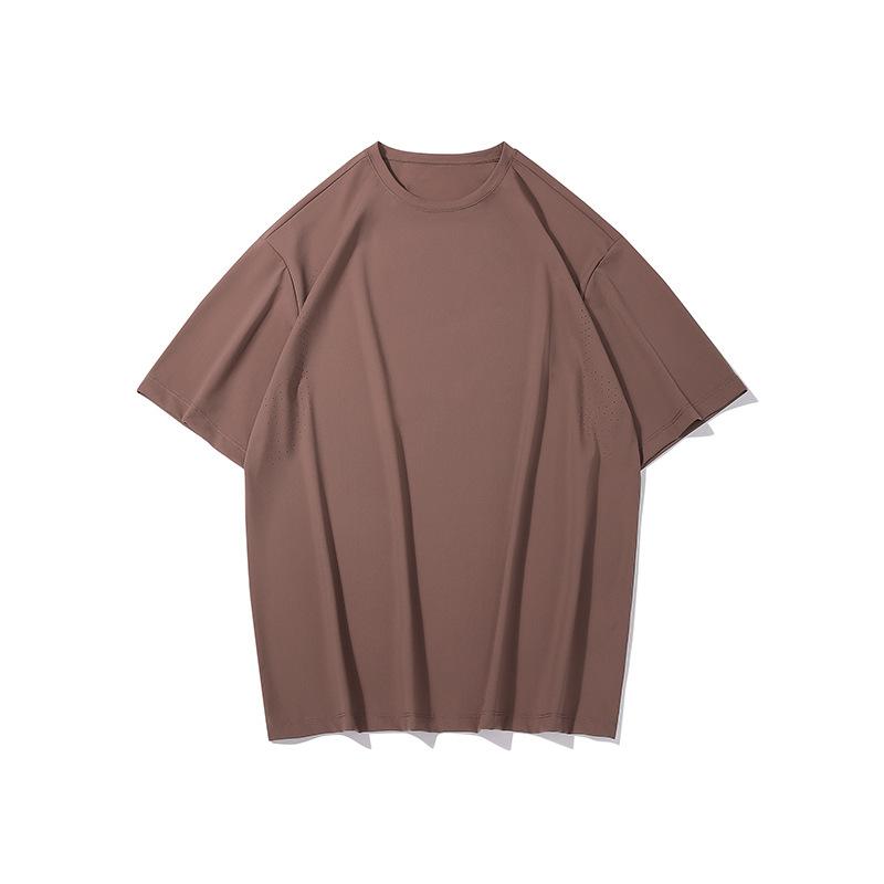 Solid-Color Crew-Neck Short-Sleeve T-Shirt for Men Quick-Dry Cooling Breathable Loose-Fit Casual and Stylish Men's Top
