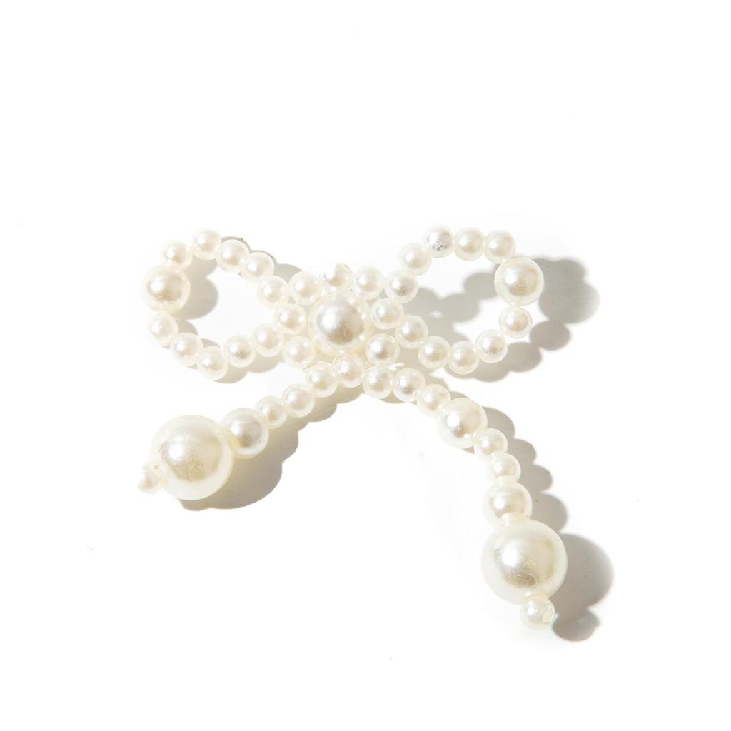 Versatile Japanese Faux Pearl Flower Bow Beaded Hair Clip & Earring DIY Materials.