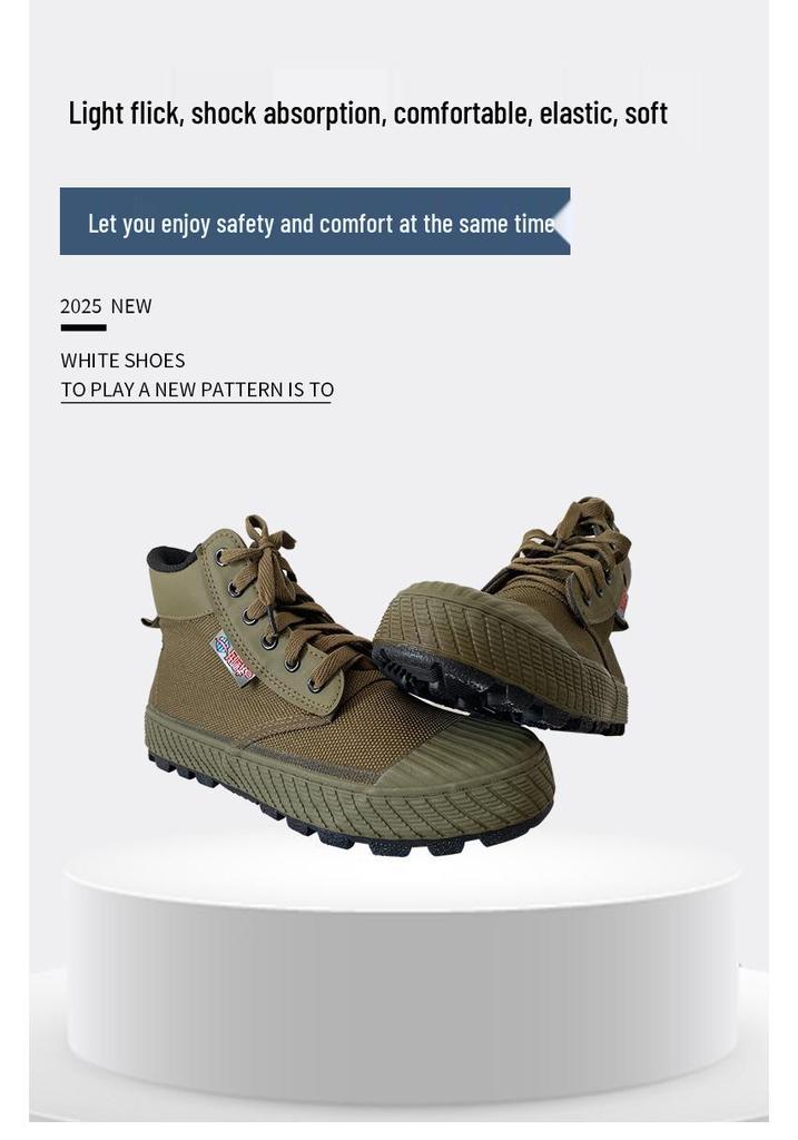 Men's and Women's Anti-Slip Canvas Work Boots - Durable, Comfortable, and Wear-Resistant for Outdoor and Training Use.