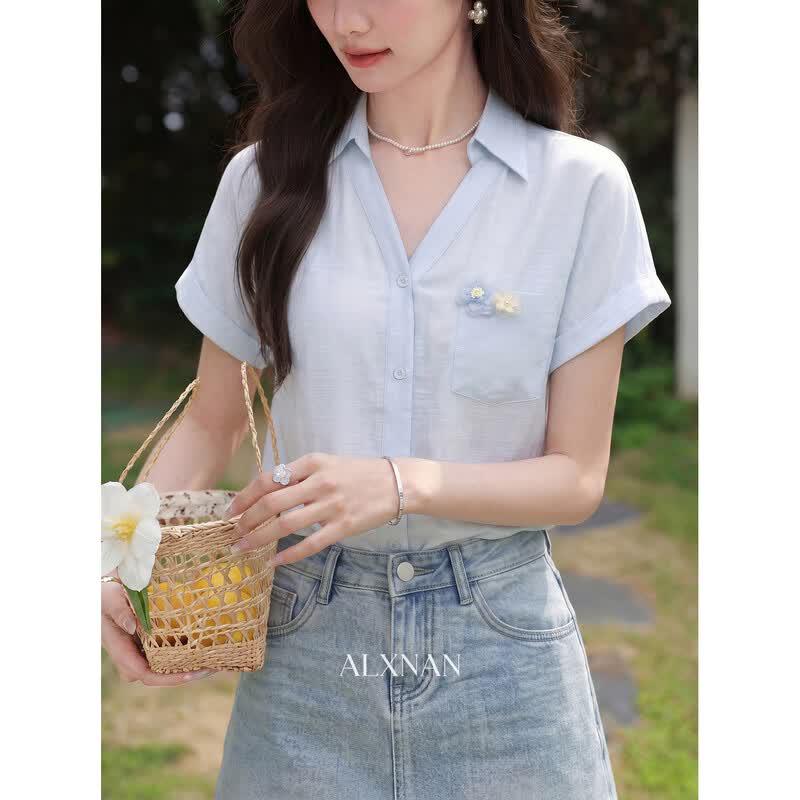 Women's French Style Short Sleeve Shirt