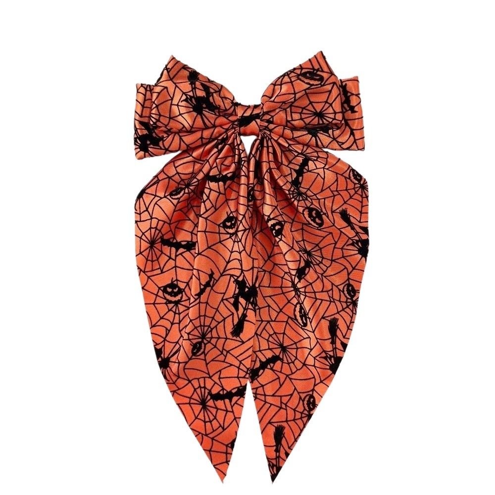 Gothic Spider Web Hair Bow Spring Clip Halloween Scrunchie Fashion Pumpkin Hair Clip Cosplay