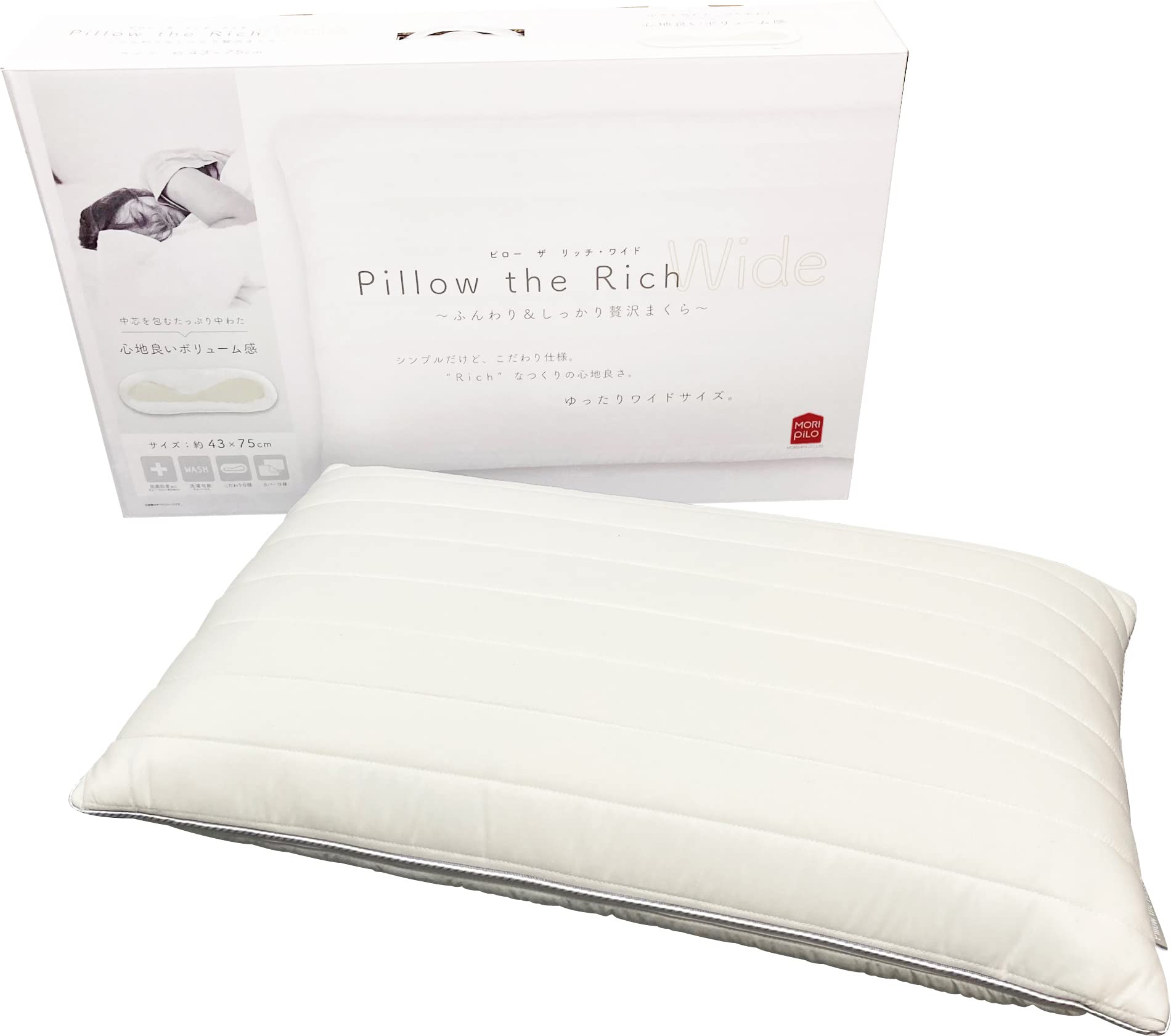 

MORIPiLO Подушка Morishita Simple Rich Premium Memory Foam с пододеяльником белого цвета 43x75 см Подушка Rich Wide 4620967 прибл.