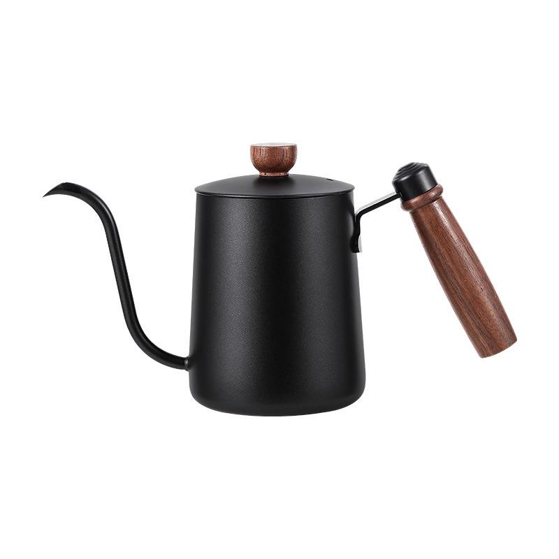Caffettiera pour-over in acciaio inossidabile 304 con manico in legno e beccuccio lungo e sottile - Regalo per la preparazione del caffè filtro domestico/commerciale