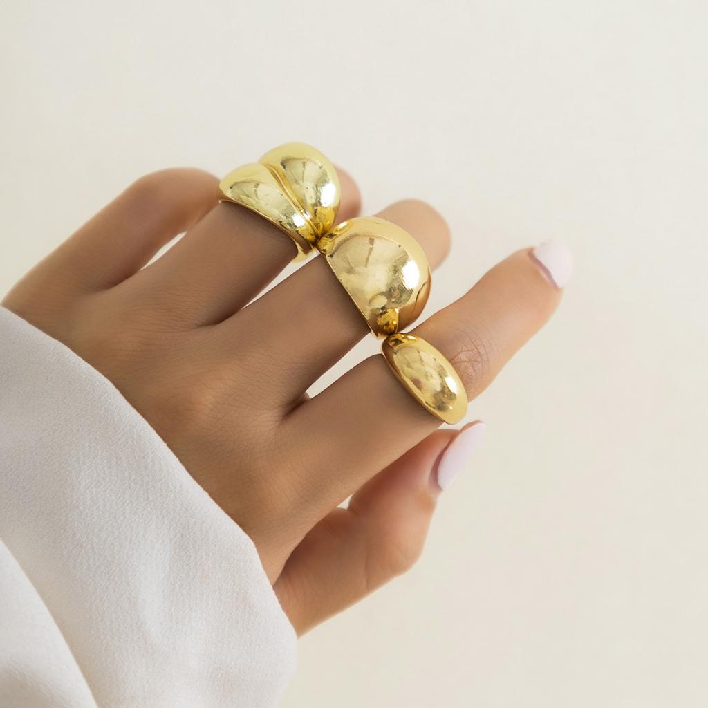Niche Trend Design Geometric Arc Ring Knuckle Ring Exaggerated Open Ring Set Fashion Commuter Party Women Jewellery