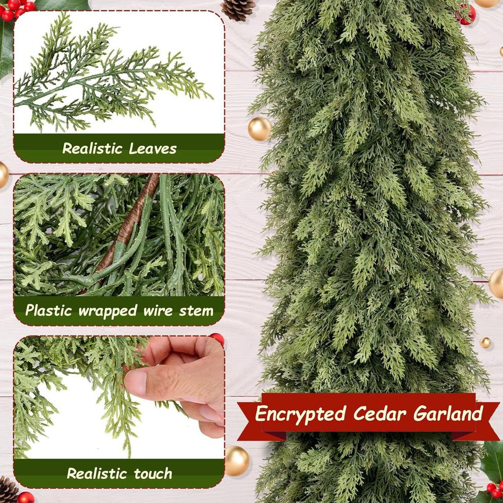 1Pcs Christmas Cedar Garland Soft and Thickness Artificial Pine Garlands Greenery Pine Garland for Xmas Holiday Seasonal Decor