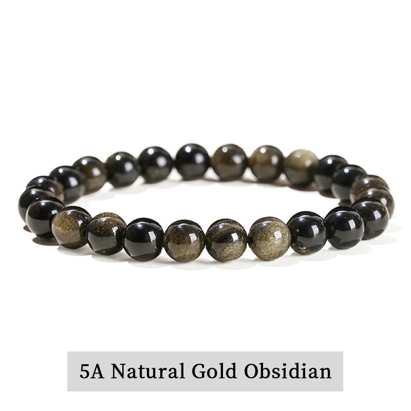 JD Natural Stone Beads Bracelet Amethyst Tiger Eye Crystal Quartz Agate Gem Beads Bangles Women Men Reiki Healling Jewelry Gift