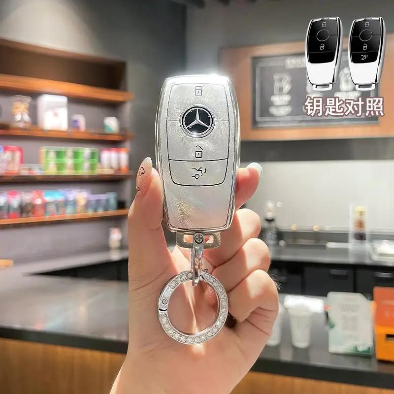 Car Key Case Cover for Mercedes Benz 2022 C S Class W206 W223 S350 C260 C300 S400 S450 S500 TPU Shell Fob Holder Protector ss1