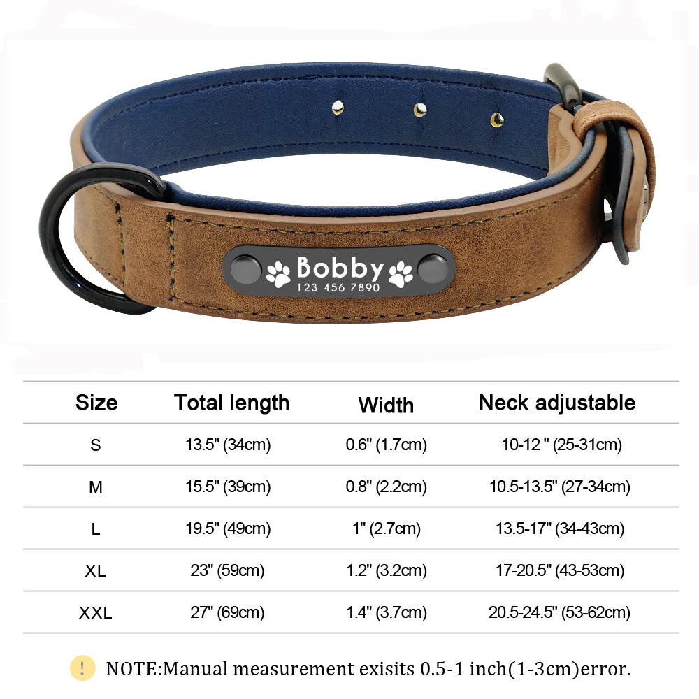 Custom Leather Dog Collar Personalized Collars with Free Engraved Nameplate for Small Medium Large Dogs Pitbull Labrador XS-XXL