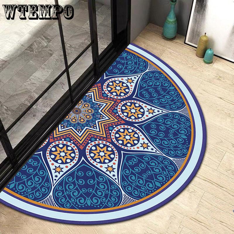 Half Circular Floor Mat Bathroom Non Slip Carpet Household Door Mat Dirt Resistant Foot Mat