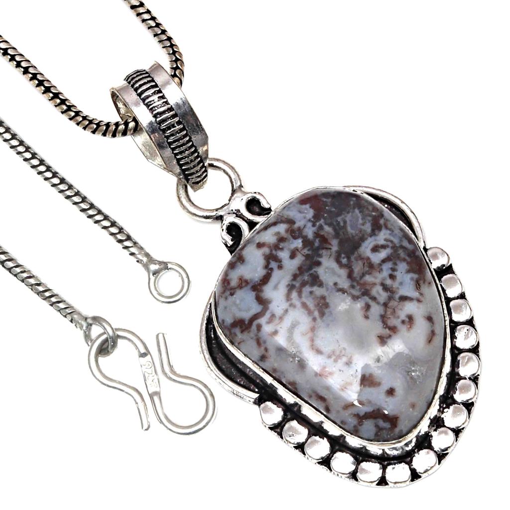 Pendant Designer Jasper Gemstone Valentine'Day Gifted Silver Jewelry 2.25"