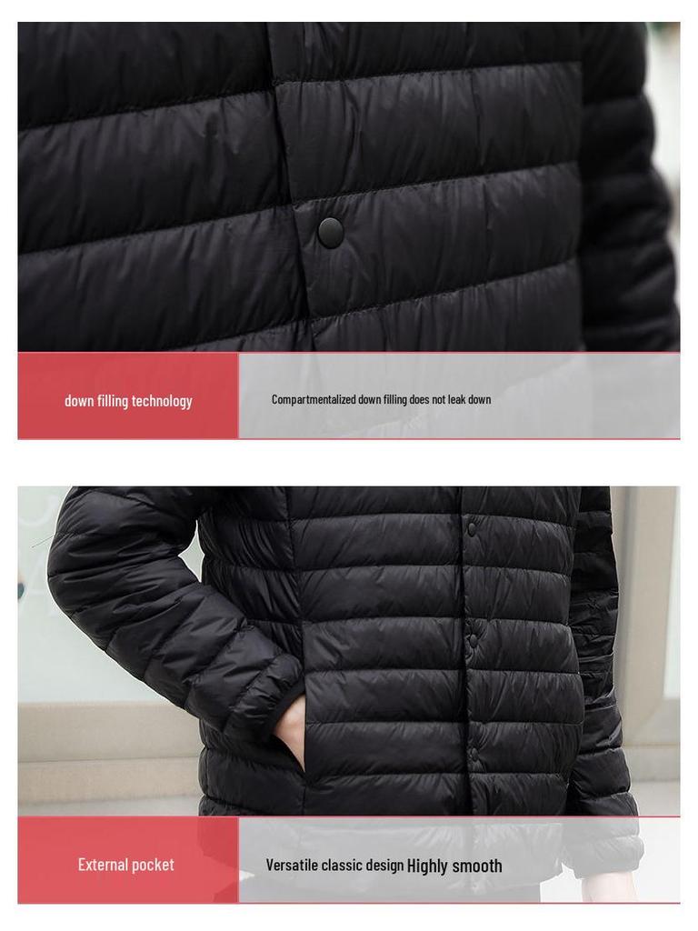 Herren Leichte V-Ausschnitt Daunenjacke - 90% Daunen, Neuer Nationalstandard