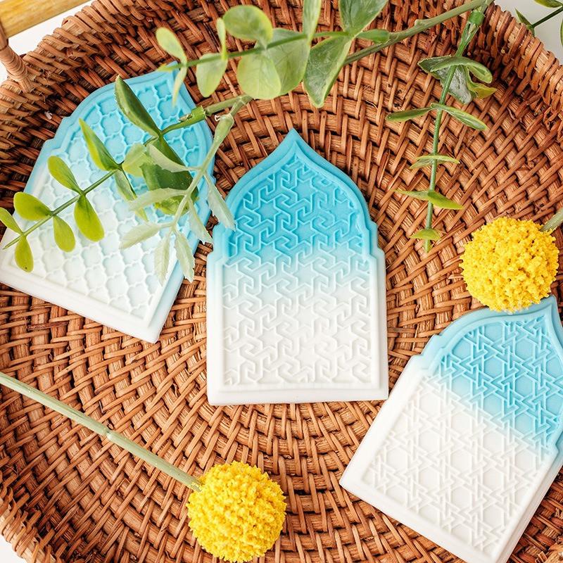 Islamic Ramadan Acrylic Fondant Embossing Stamp Press Eid Mubarak Cookie Cutters Party Pastry Biscuit Baking Decoration Supplies