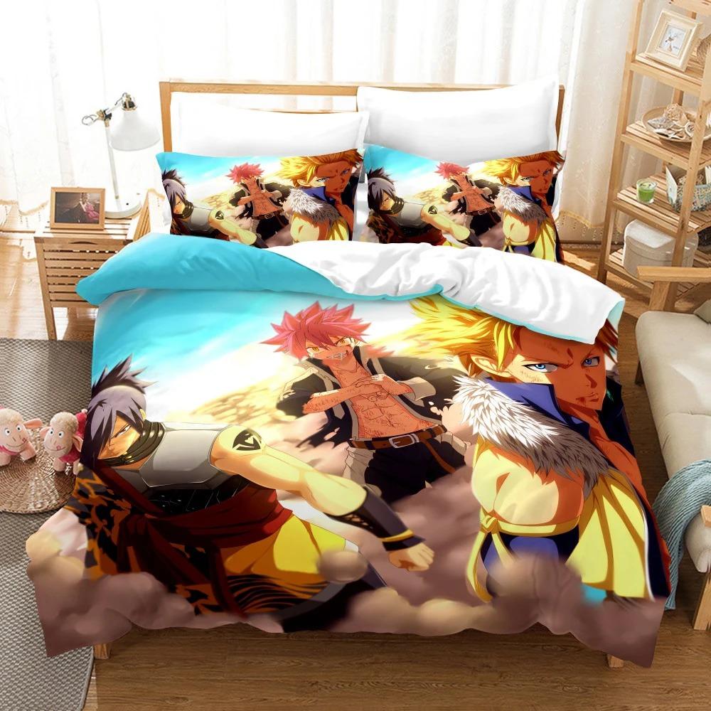 3D Print Anime Fairy Tail Logo Natsu Bedding Set Boys Girls Twin Queen Size Duvet Cover Pillowcase Bed Kids Adult Home Textiles