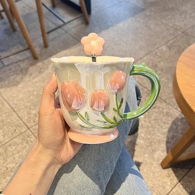 Tulip Mug High Looking Ceramic Cup Coffee Breakfast Cup Water Cup Wedding Bridesmaids Give Girls Souvenirs