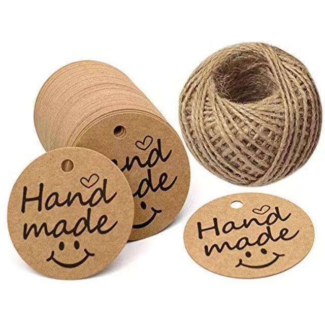 

100-Pack Kraft Brown/White/Black Gift Tags - Thank You Labels for Party/Wedding Decoration