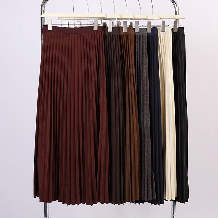 Fei Yuan Women's Elegant High-Waist Accordion Pleated Skirt - Autumn/Winter Style