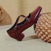 French Cross Strap Mid-heeled Shoes Small Square Toe Retro Women's Shoes Thick Heel Shallow Mouth High Heels