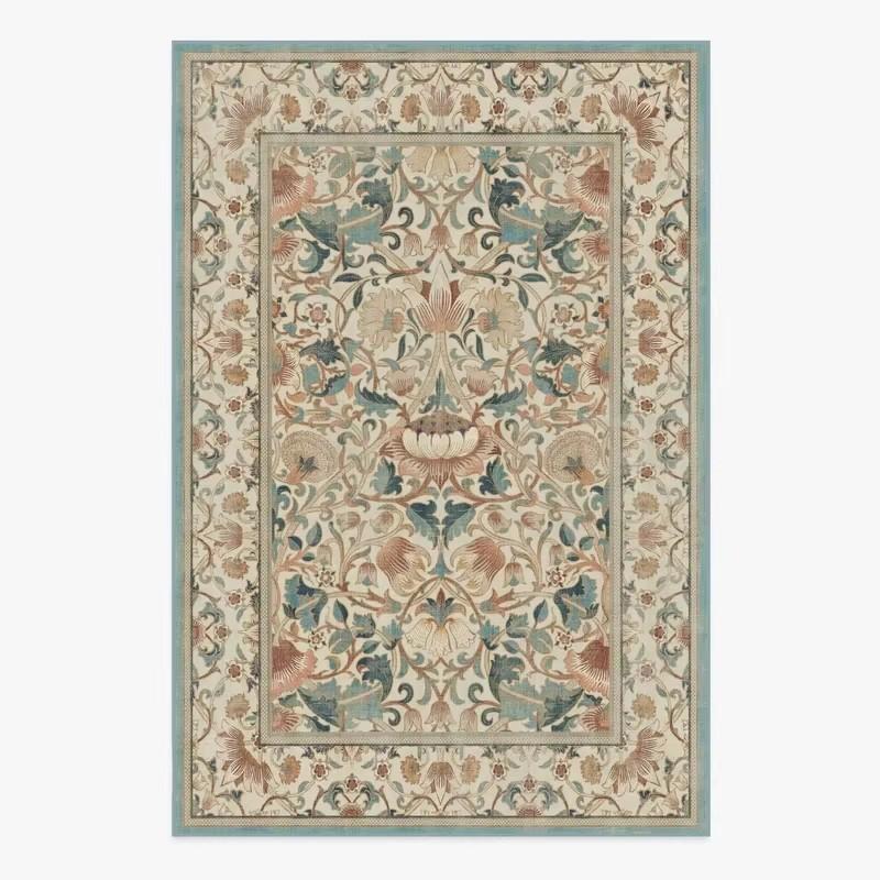 Living Room Carpet Large Size Bedroom Bedside Floor Mat Machine Washable Carpets Spring Flowers Plant Retro Home Decoration Rug
