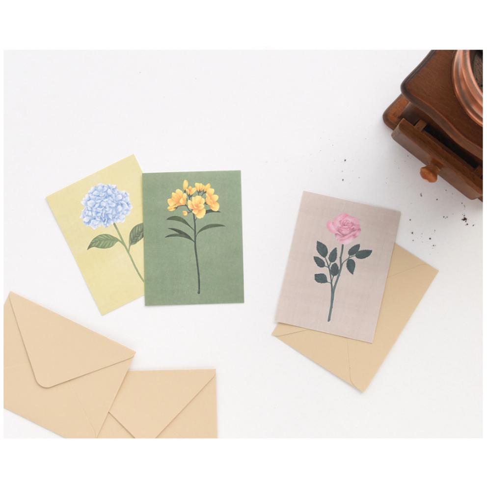 Monolike Message Card 40p + Envelope 20p, Double Flower, 1 Set
