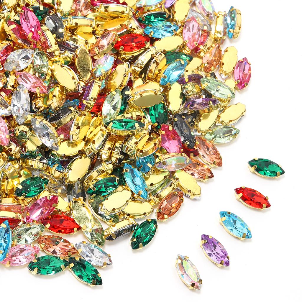 50pcs/lot Horse Eye Sewing Claw Rhinestones Crystals Glass Beads Buttons Stones Sew On Rhinestone For Clothes Sewing Accessories