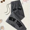 New York Printed Drawstring Sweatpants with Letter Print for Comfortable Casual Wear In Spring and Autumn